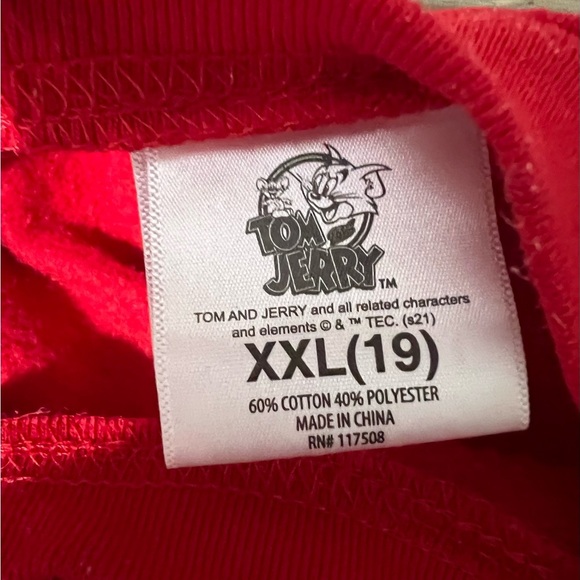 Tom and Jerry Red Sweatshirt, size XXL, EUC, looney tunes, cartoon characters - Picture 3 of 3